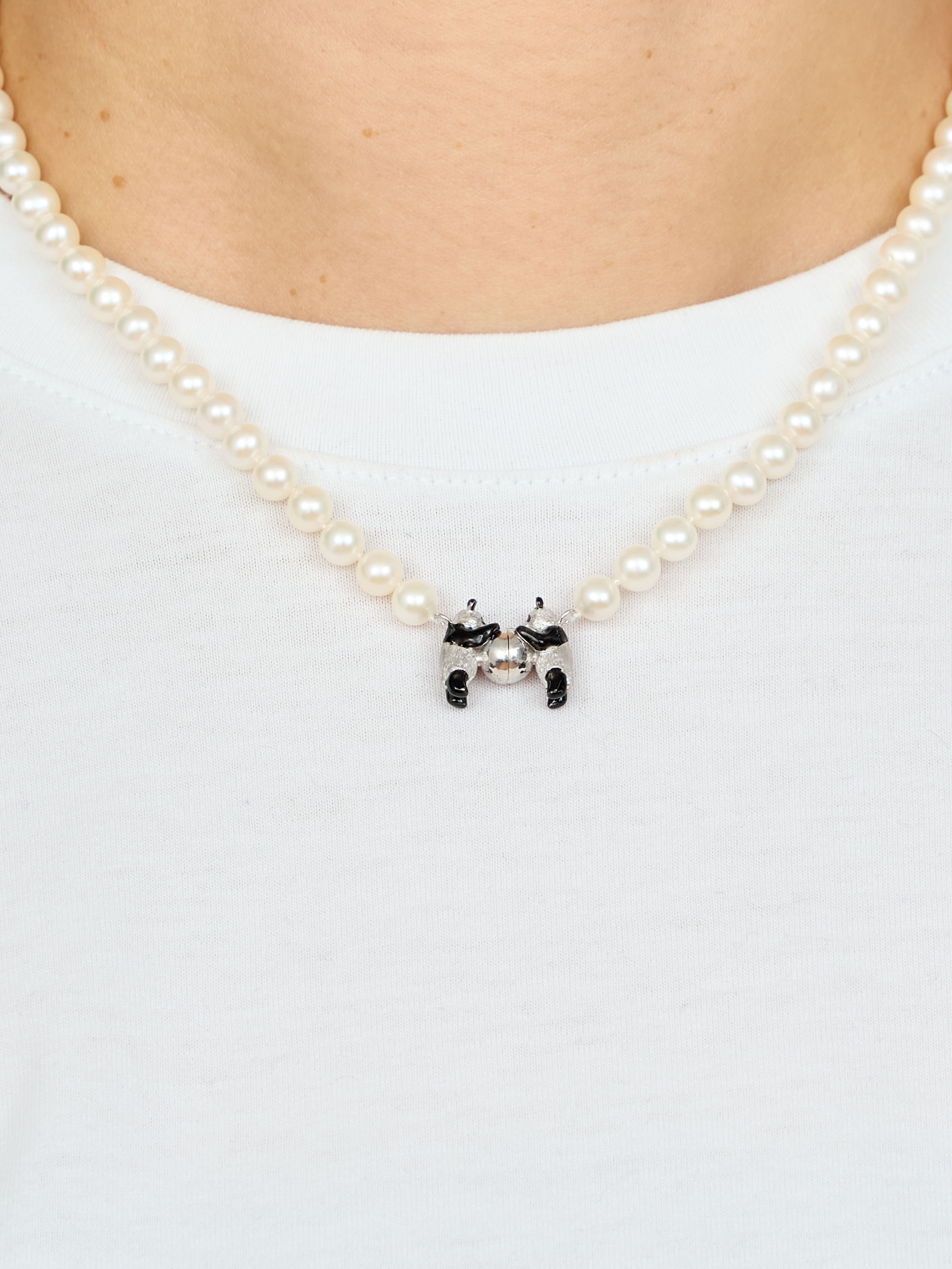 【受注商品】〈simmon×my panda〉twin pandas pearl neckless・SILVER 【受注商品】〈simmon×my panda〉twin pandas pearl neckless・SILVER