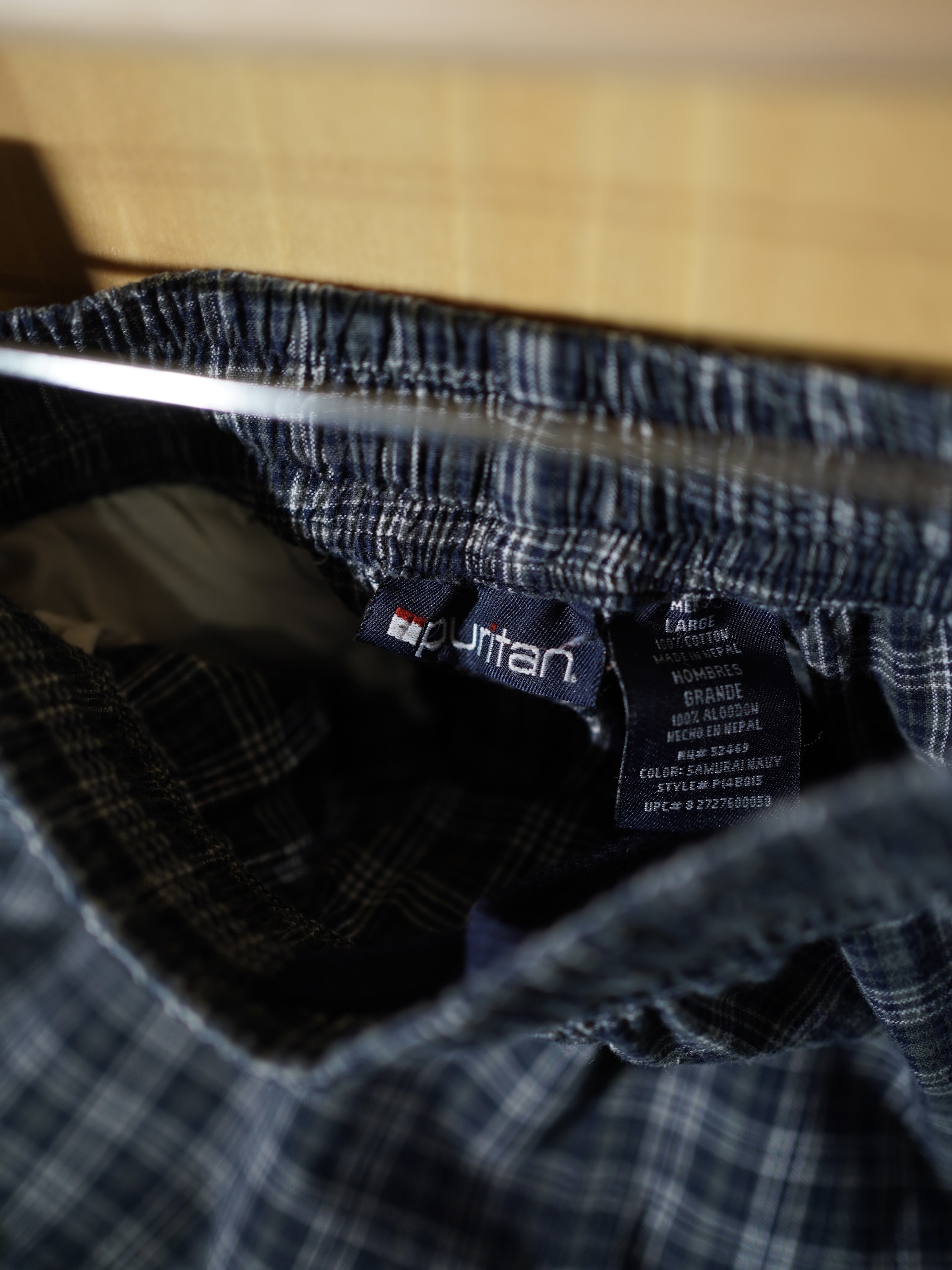 1990's puritan Elastic Cotton check shorts / Made in Nepal