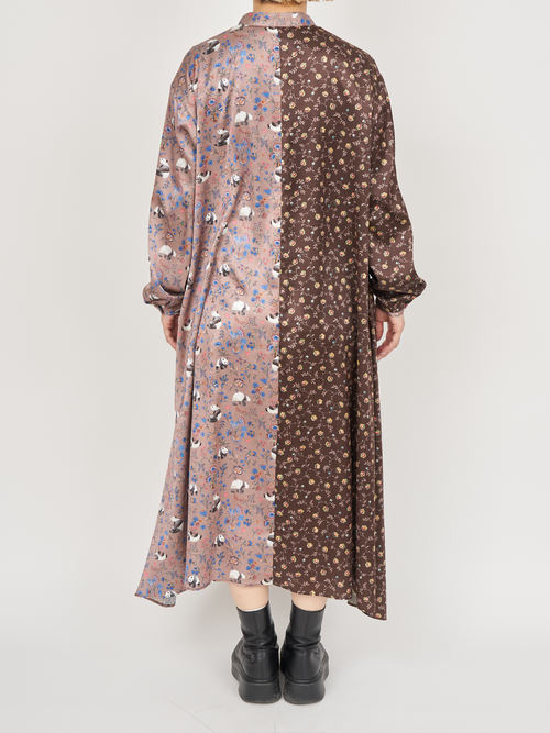 【受注商品】panda printed dress・BROWN×BEIGE