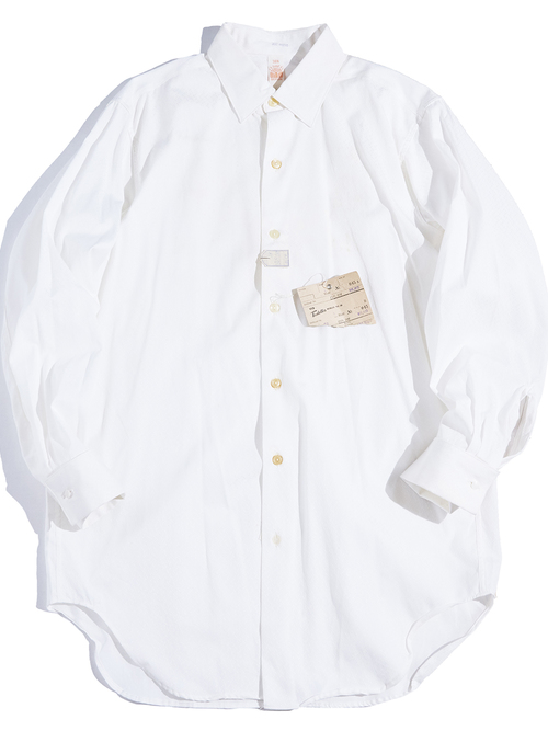 NOS 1950s "VEB TADELLOS" woven pattern dress shirt -WHITE-
