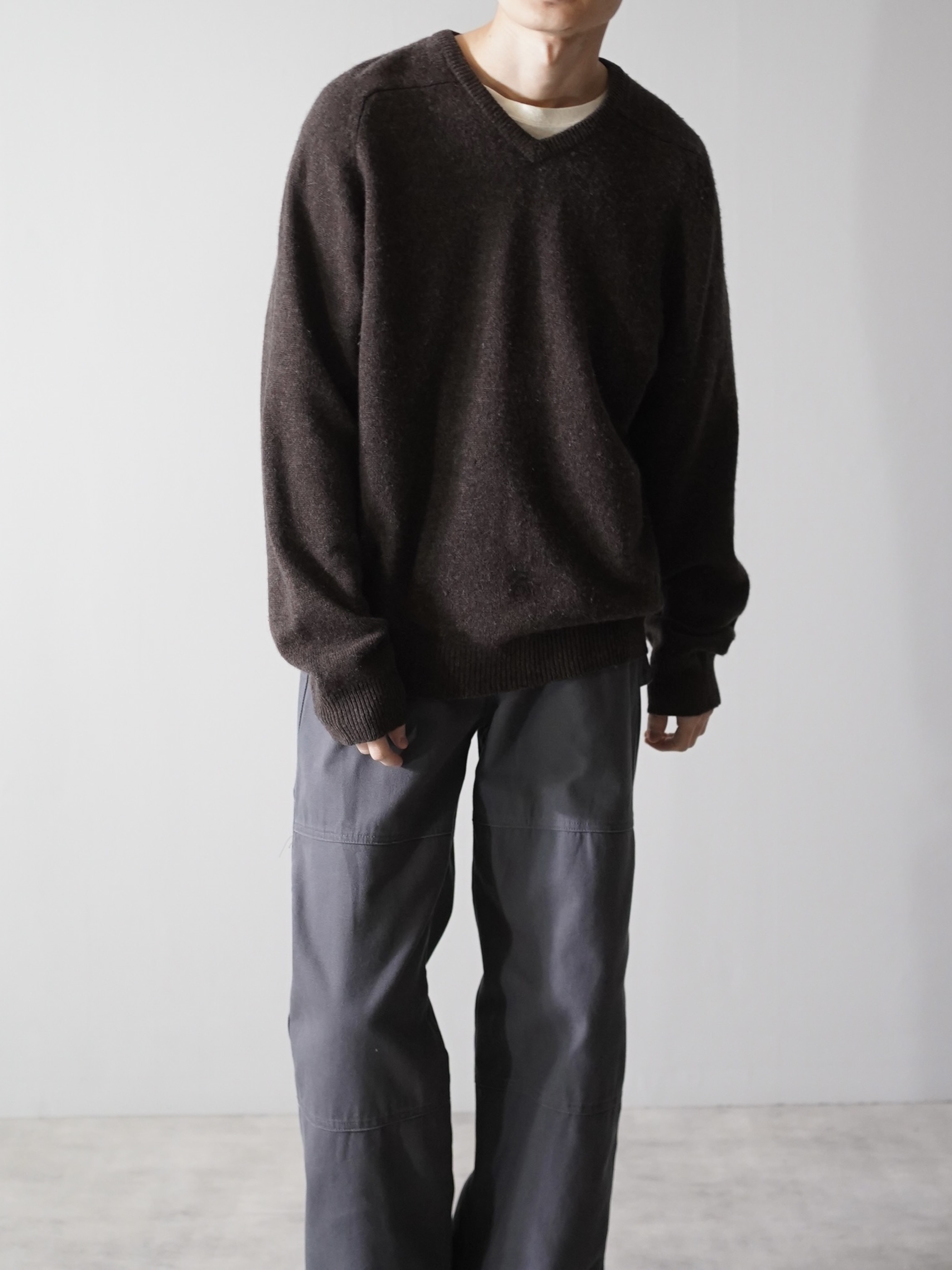 STRUCTURE URBAN WEAR 100% Lambwool V-neck knit sweater/Made in Hong Kong