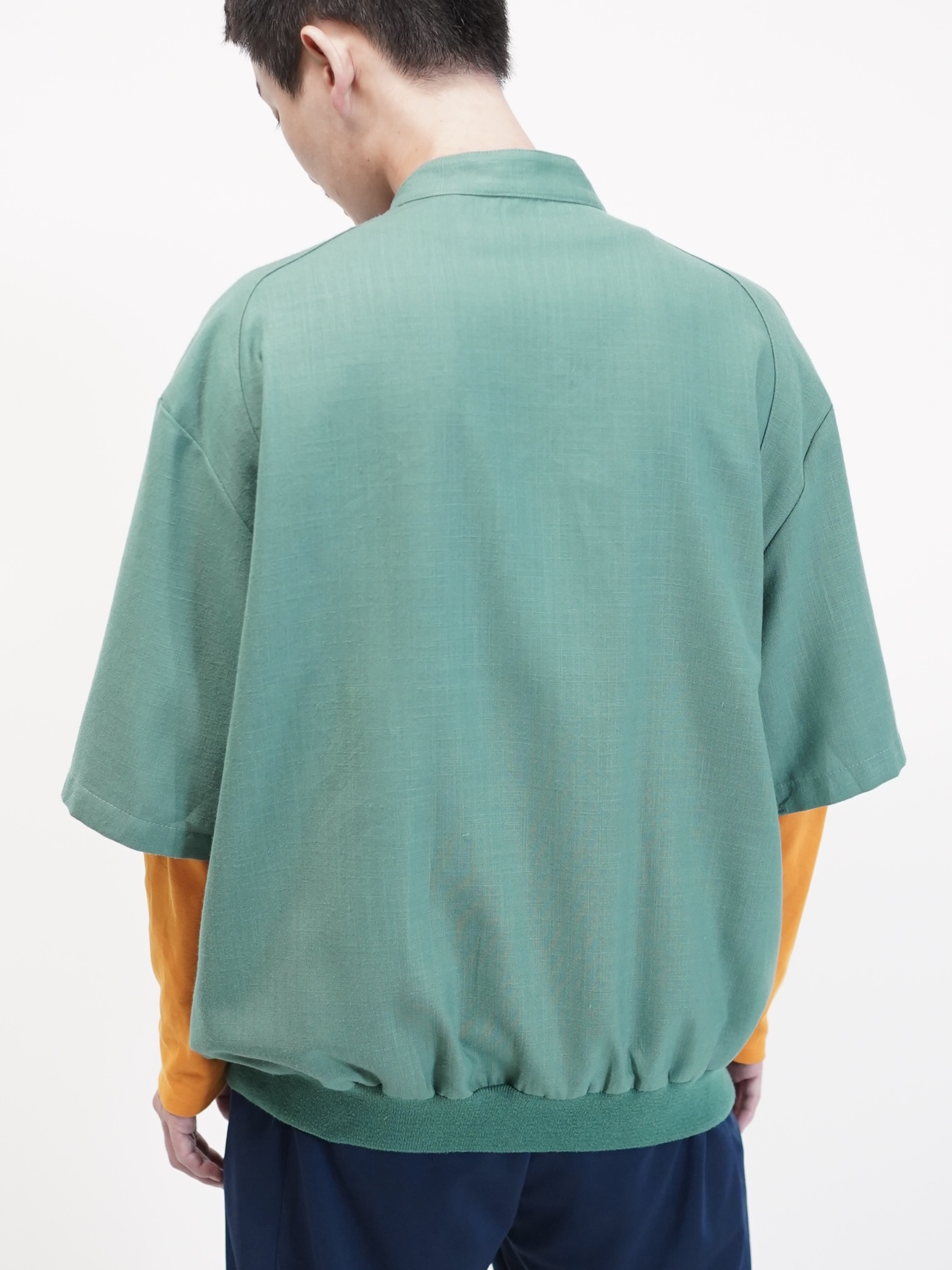 1980~90's Alan Stuart Poly Rayon shirt fabric s/s zip blouson  / Made in USA