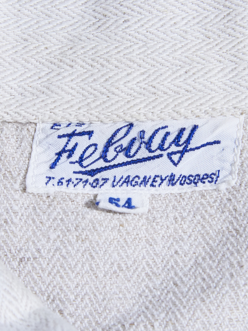 1950s "Feluay" herringbone linen pullover smock -ECRU-