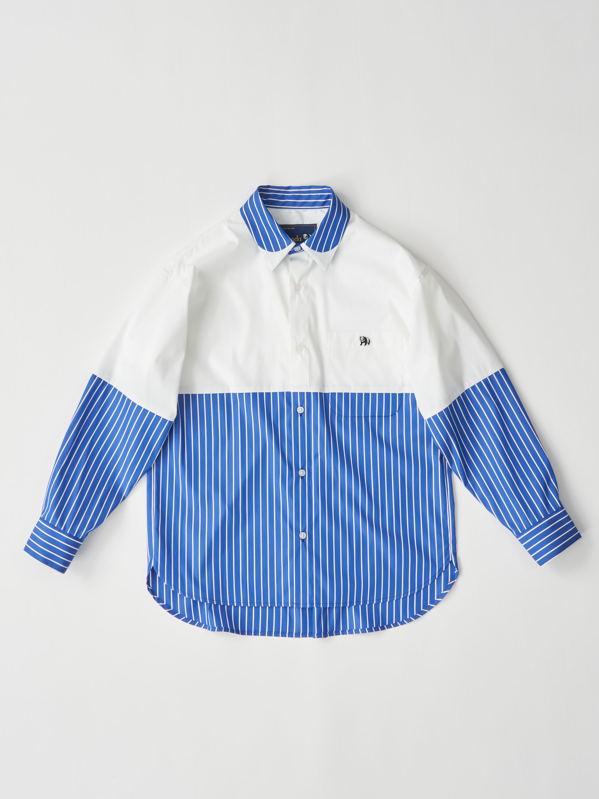 【受注商品】fake round collar shirt・WHITE×BLUE