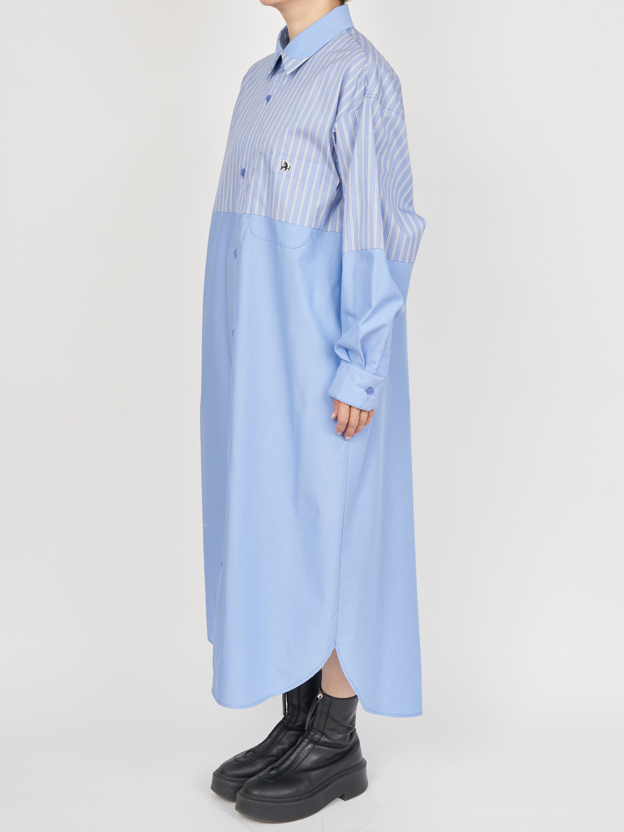 【受注商品】fake round collar shirt dress・LT.BLUE