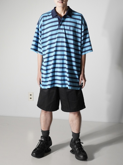 1990's~ BILL BLASS cotton poly 比翼 border polo shirt