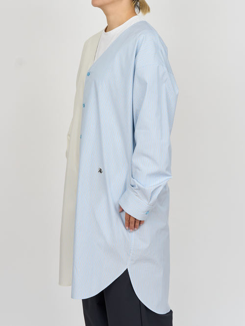 【受注商品】two-tone stripe long shirt・LT.BLUE×YELLOW
