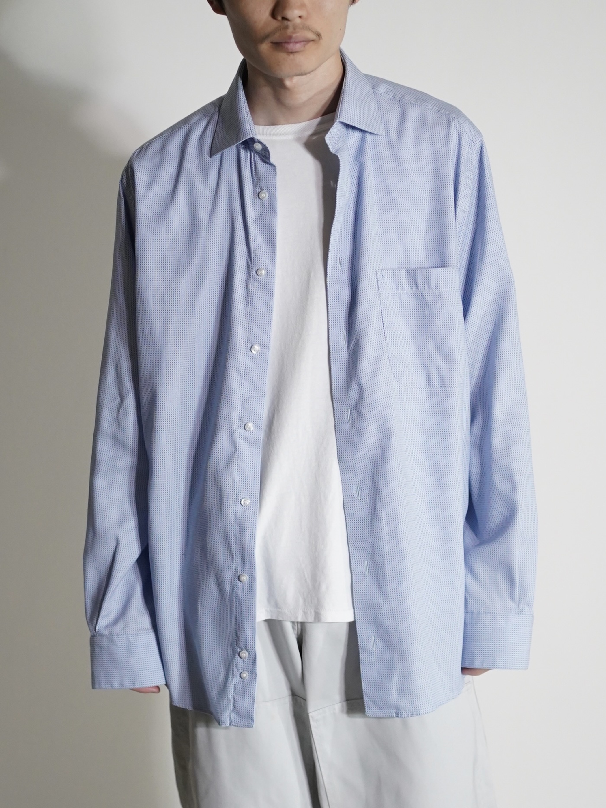 St Croix Woven pattern cotton L/S shirt / Made in Italy