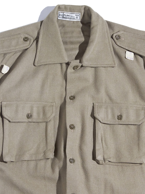 NOS 1980s "Italian Army" wool officer shirt -KHAKI-