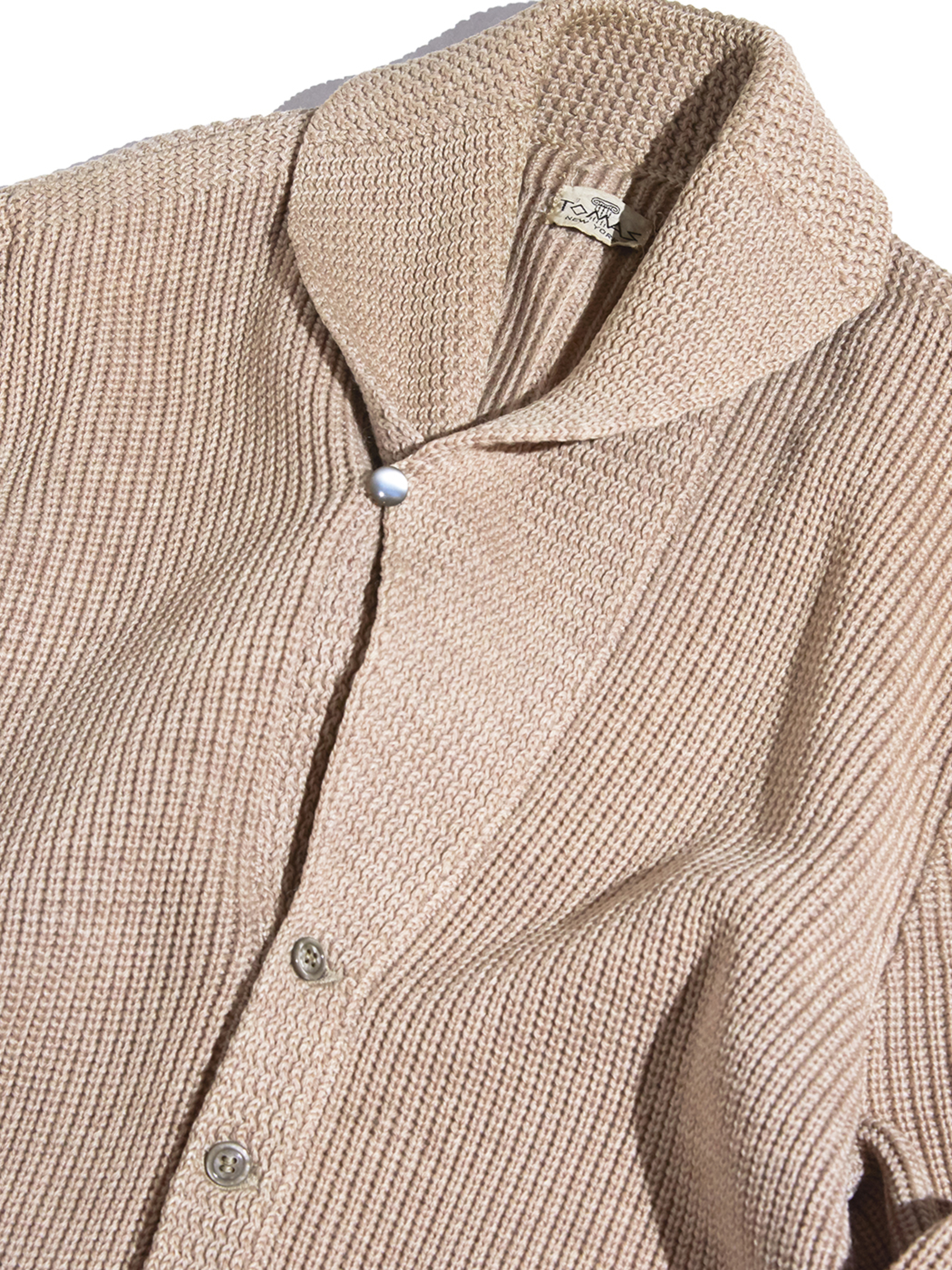 1960s "TOMAS" shawl collar knit -BEIGE-