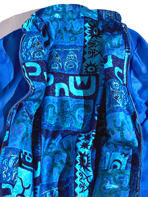 1960s "unknown" reversible batik pattern nylon jacket -BLUE- <SALE¥16000→¥12800>