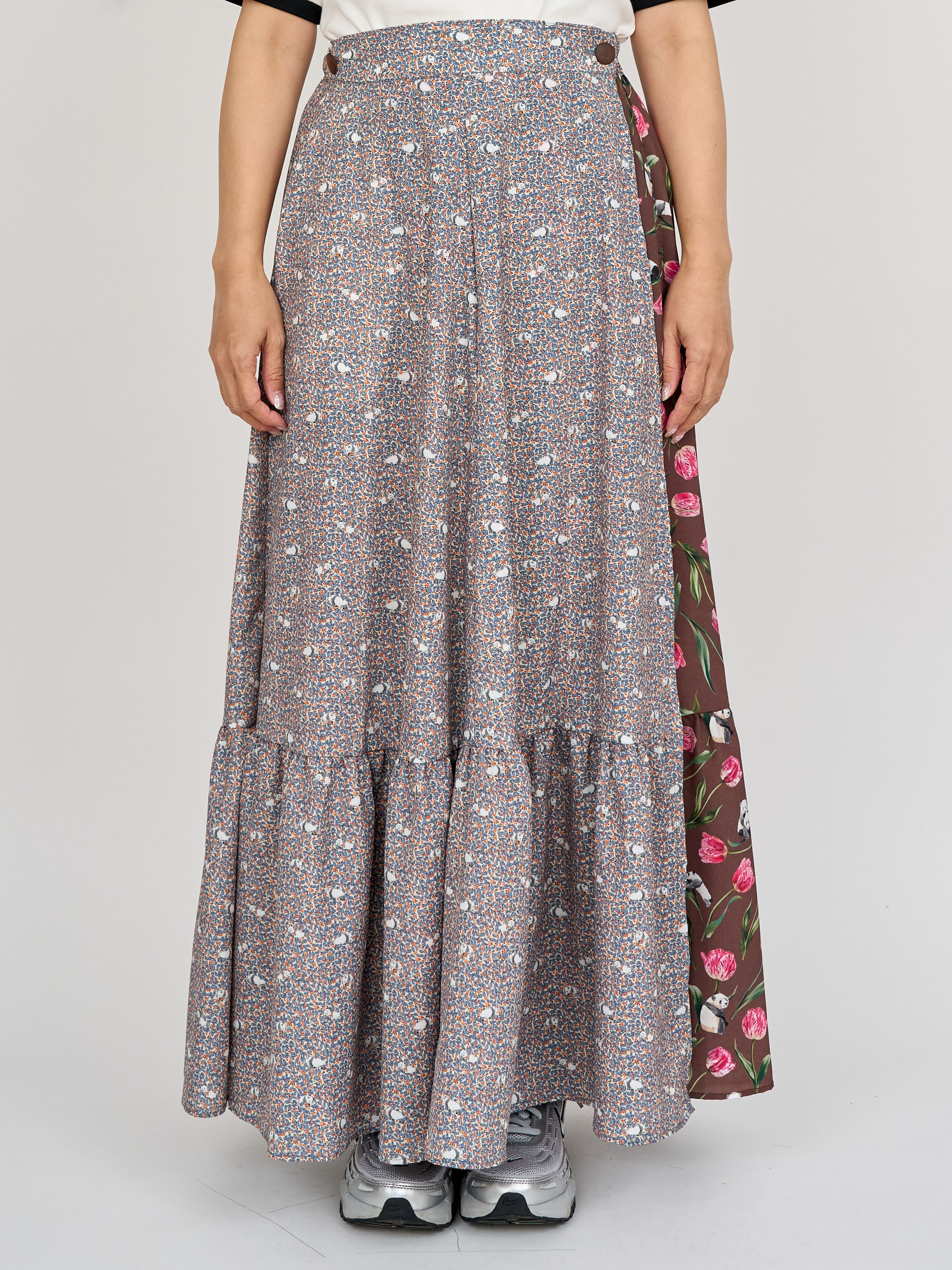 【受注商品】2way wrap skirt・RED×GRAY 【受注商品】2way wrap skirt・RED×GRAY