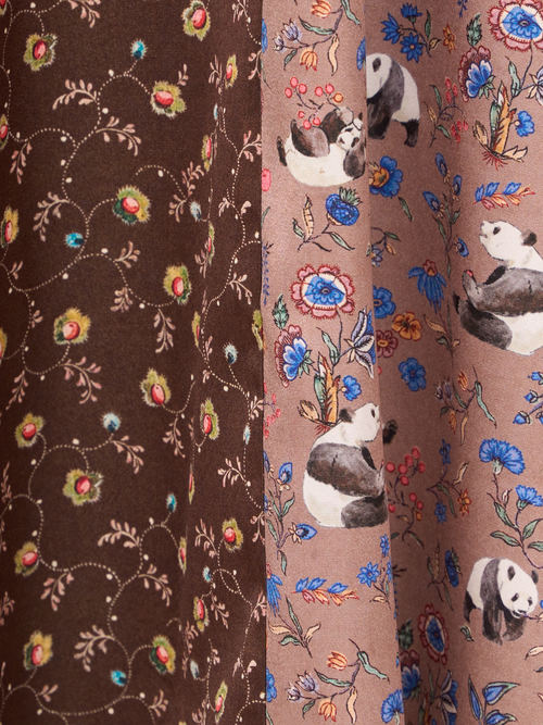 【受注商品】panda printed blouse・BROWN×BEIGE