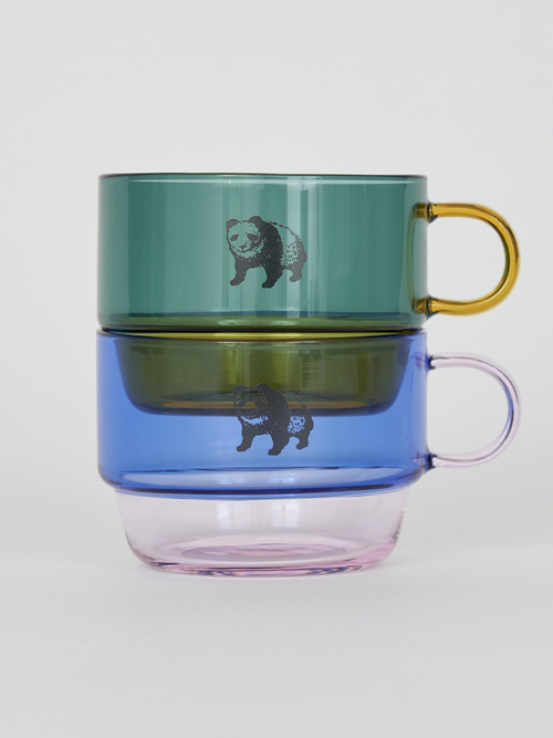 【amabro × my panda】two-tone cup & saucer・BLUE×PINK