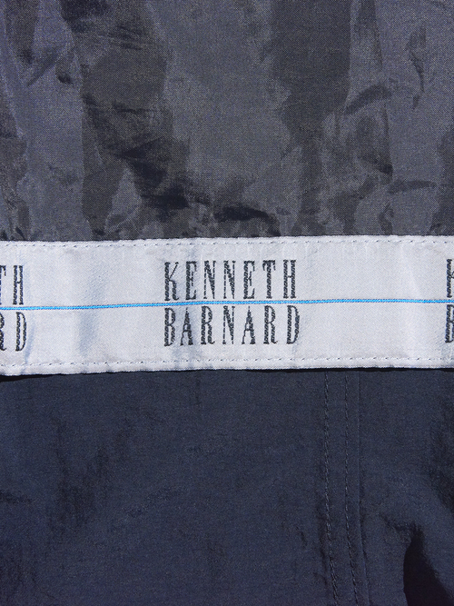 1990s "KENNETH BARNARD" nylon bal collar coat -BLACK–