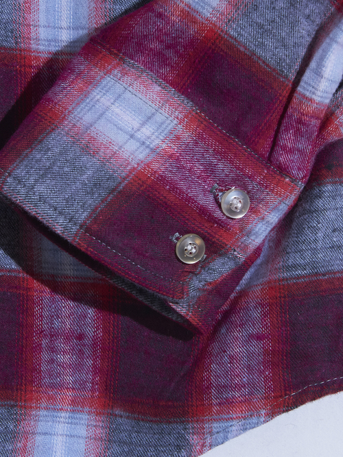 1960s "Berkfield" print flannel check shirt -RED-