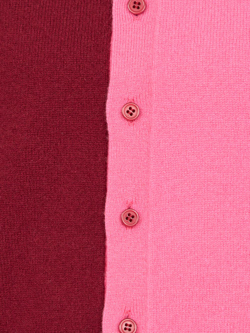 【受注商品】two-tone cashmere cardigan・WINE×PINK