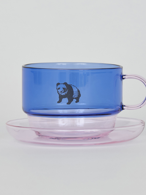 【amabro × my panda】two-tone cup & saucer・BLUE×PINK
