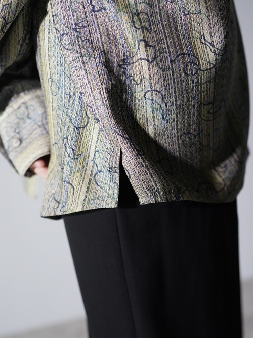 1990's JHANE BARNES Silk Cotton abstract pattern on stripe L/S shirts