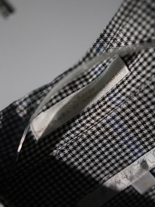 1990's PERRY ELLIS Houndstooth check 100% Rayon L/S shirts/Made in USA