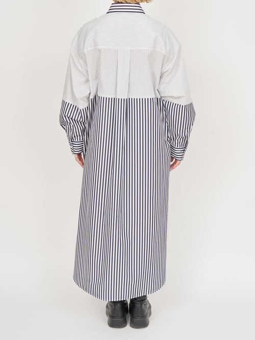 【受注商品】fake round collar shirt dress・WHITE×NAVY