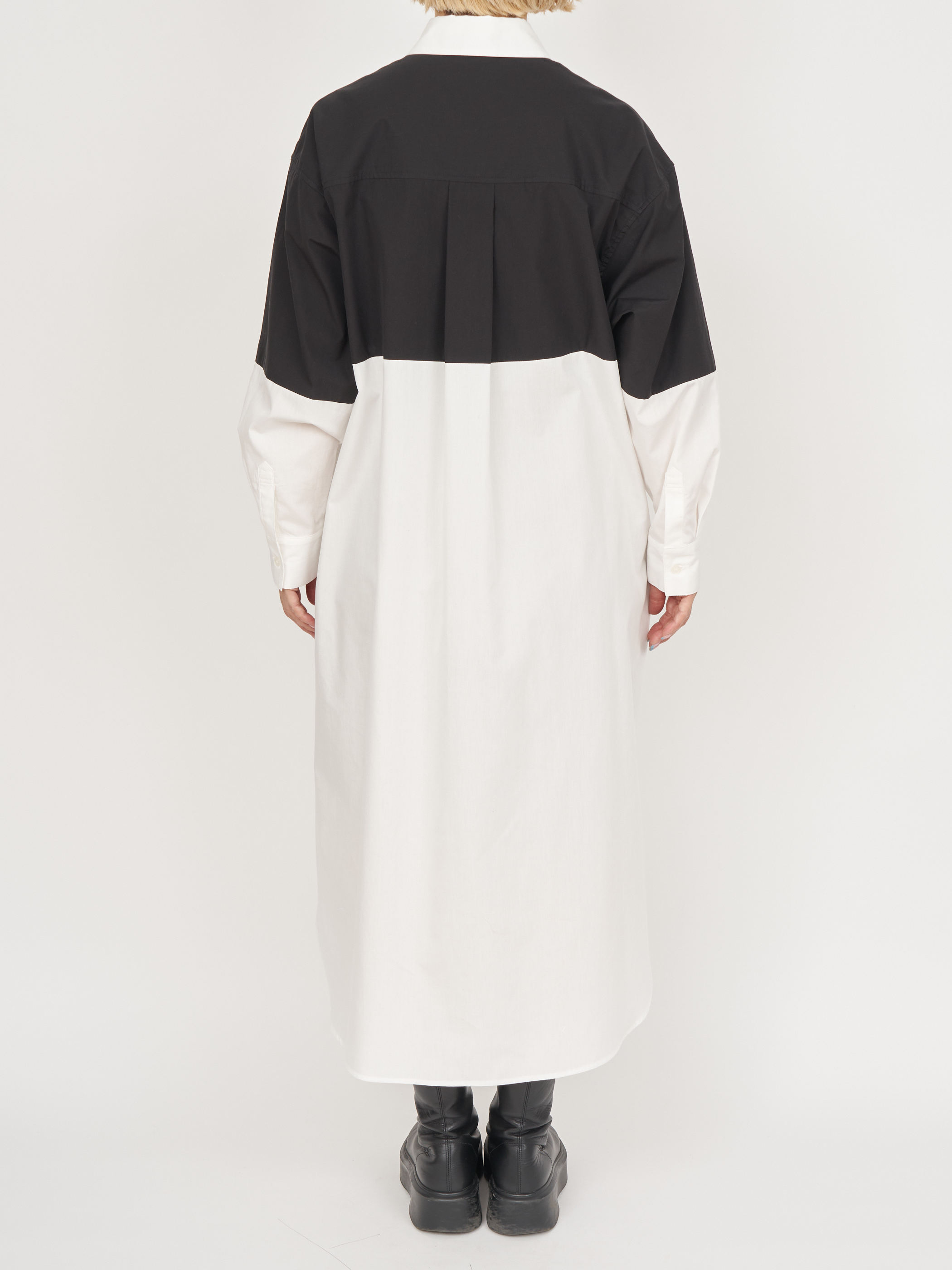 【受注商品】fake round collar shirt dress・BLACK×WHITE