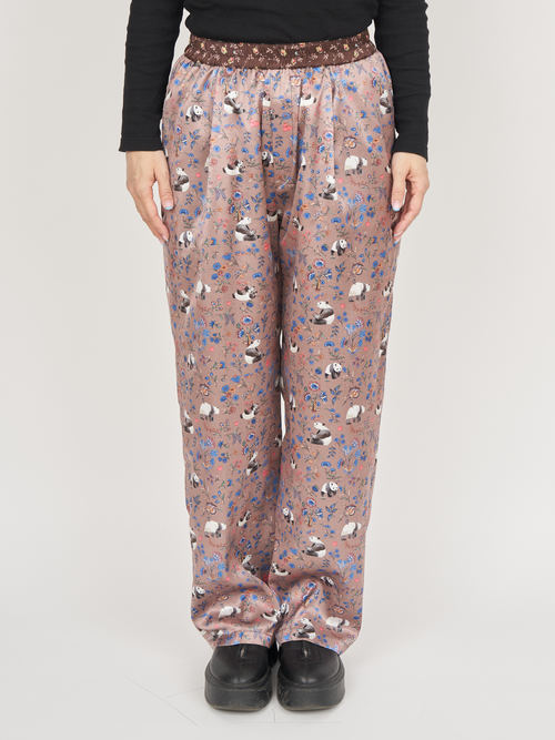【受注商品】panda printed pajama pants・BROWN×BEIGE