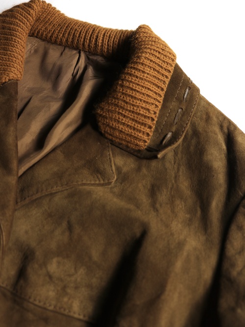 Euro vintage Suède leather Jacket / Lib knit Design