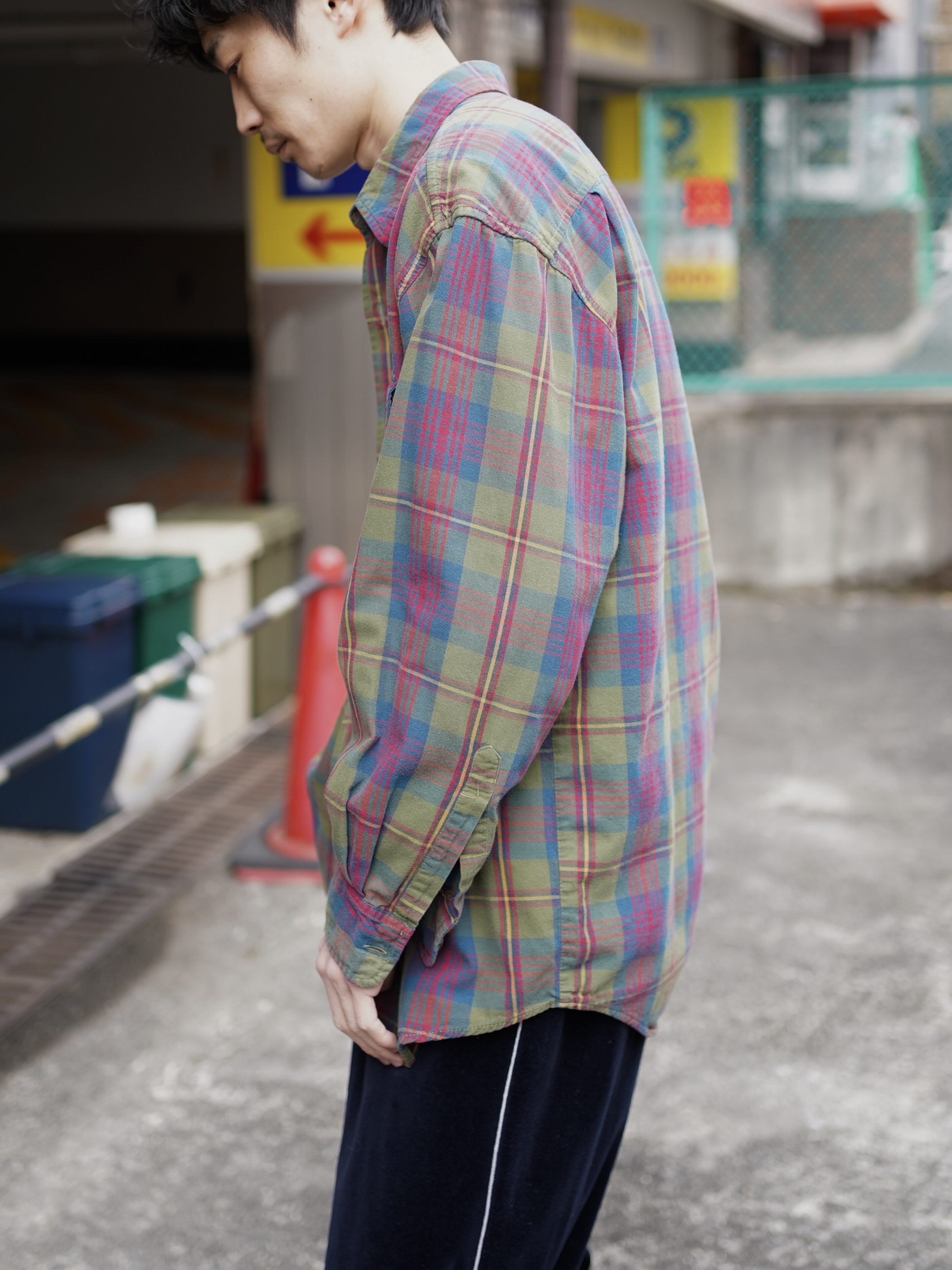 1990's GAP Cotton flannel check shirts/Made in Portugal